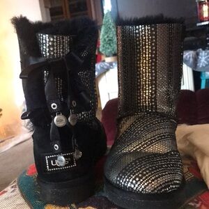 UGG Black and Silver Sequin Boots